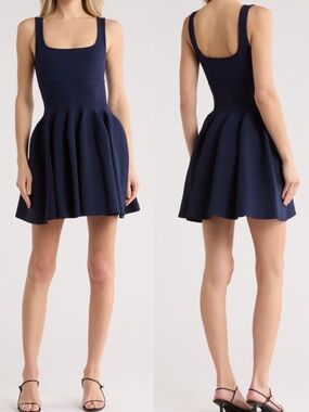 NWT Simkhai Elektra Navy Fit-and-Flare Cocktail Dress Sz M